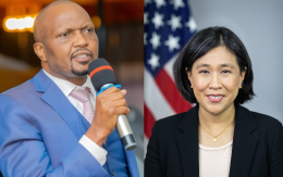 A composite image of Trade and Investment CS Moses Kuria and US Trade Representative Katherine Tai.